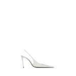 White Saint Laurent Guermantes Slingback Pumps in Patent Leather, White | Heels