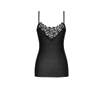 Black Saint Laurent Guipure Tank Top in Ribbed Silk | Sleeveless
