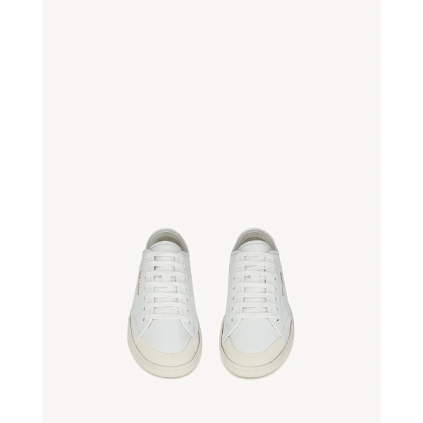 White Saint Laurent Gym Sneakers in Smooth Leather, view 2 | Sneakers