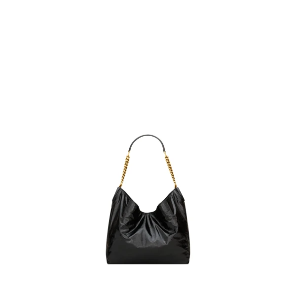 Black Saint Laurent HORTENSE small hobo in shiny leather | Shoulder & Crossbody Bags