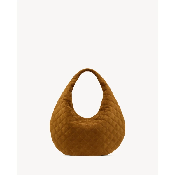 Brown Saint Laurent Icare Hobo in Quilted Suede, view 3 | Shoulder & Crossbody Bags