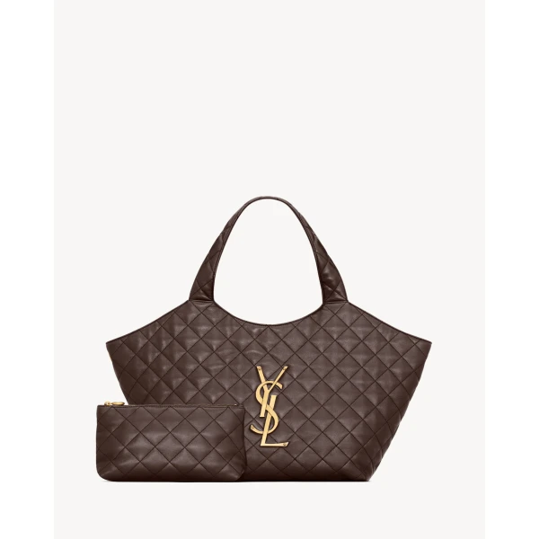 Brown Saint Laurent Icare Medium in Quilted Nappa, Dark Chocolate, view 4 | Shoulder & Crossbody Bags