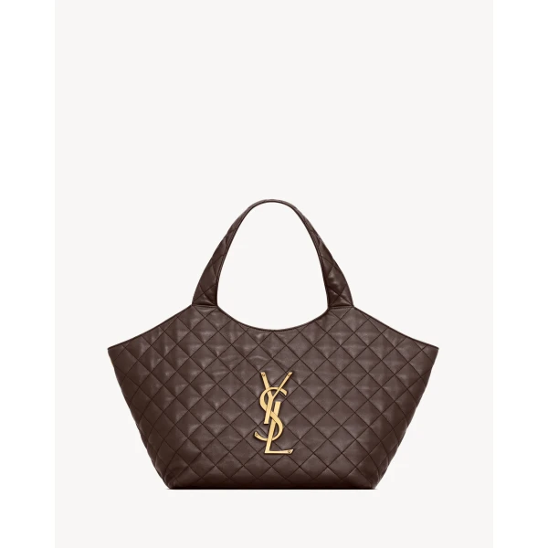Brown Saint Laurent Icare Medium in Quilted Nappa, Dark Chocolate | Shoulder & Crossbody Bags