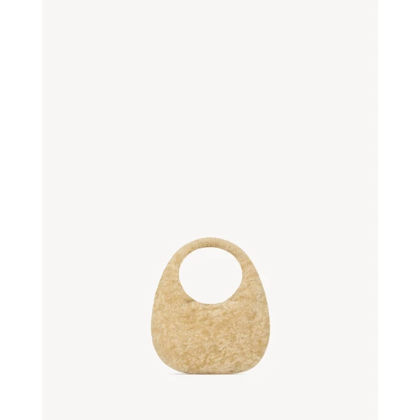 Ivory Saint Laurent Icarino in Shearling, view 3 | Shoulder & Crossbody Bags