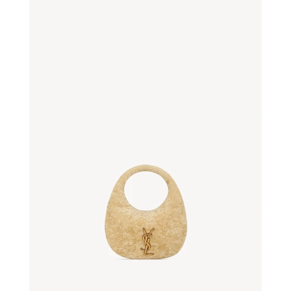 Ivory Saint Laurent Icarino in Shearling | Shoulder & Crossbody Bags