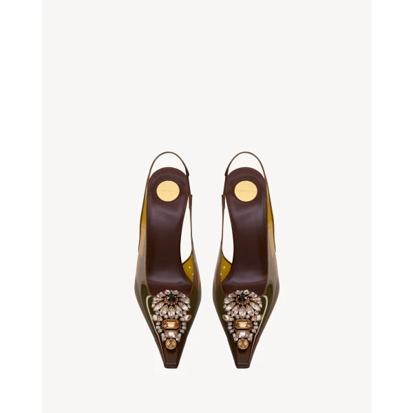 Multicolour Saint Laurent Isabella Slingback Pumps in Tpu and Crystal, view 2 | Heels