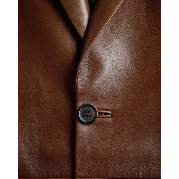 Beige Saint Laurent Jacket in Lambskin, Brun Chene, view 3 | Leather Jackets