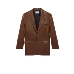 Beige Saint Laurent Jacket in Lambskin, Brun Chene | Leather Jackets