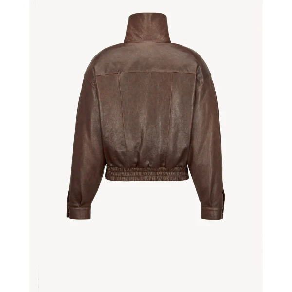Multicolour Saint Laurent Jacket in Lambskin, Brun Normandie and Espresso, view 5 | Leather Jackets