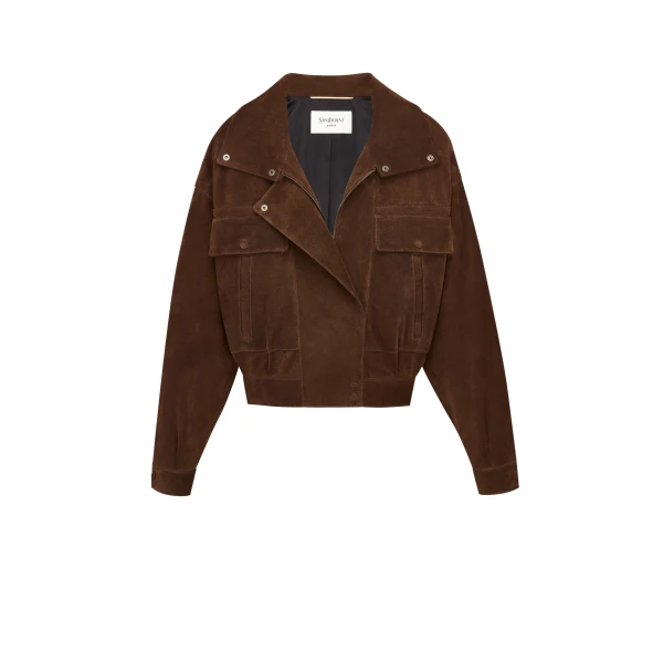 Beige Saint Laurent Jacket in Vintage Split Leather, Ebene | Leather Jackets