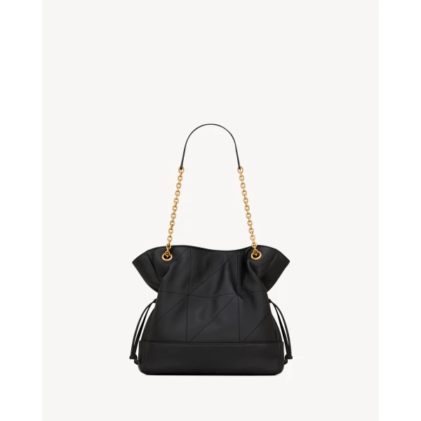 Black Saint Laurent Jamie Shopping Small in Lambskin, Black, view 3 | Totes & Top-Handle Bags