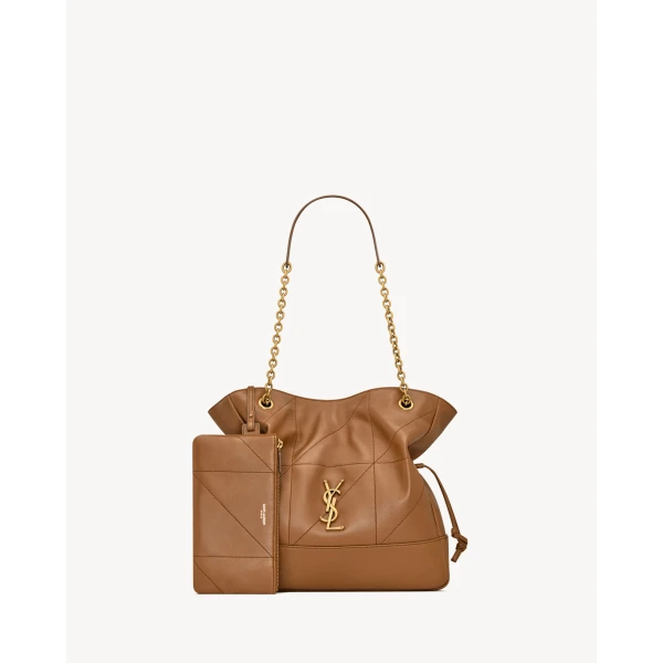 Brown Saint Laurent Jamie Shopping Small in Lambskin, Fox, view 3 | Totes & Top-Handle Bags