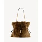 Brown Saint Laurent Jamie Shopping in Shearling | Totes & Top-Handle Bags