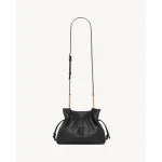 Black Saint Laurent Jamie Shoulder Pouch in Lambskin, Black | Clutch Bags