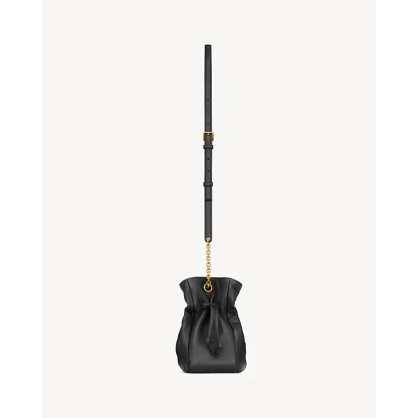 Black Saint Laurent Jamie Shoulder Pouch in Lambskin, Black, view 3 | Clutch Bags
