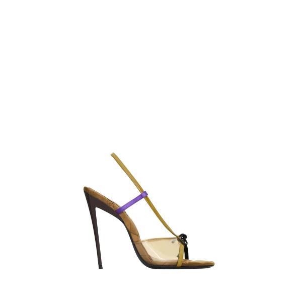 Jean Sandals in Tpu and Satin, Oil Green and Cognac