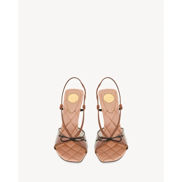 Multicolour Saint Laurent Jean Sandals in Tpu and Satin, Pink and Burnished Wood, view 2 | Sandals