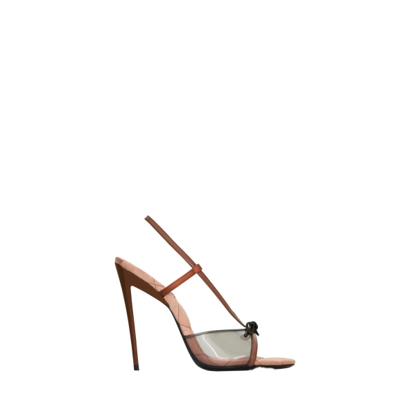 Multicolour Saint Laurent Jean Sandals in Tpu and Satin, Pink and Burnished Wood | Sandals