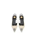 White Saint Laurent Jeanne Slingback Pumps in Smooth Leather, White | Heels