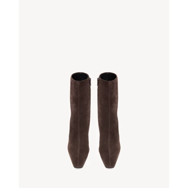 Brown Saint Laurent Jill Booties in Suede, view 2 | Boots