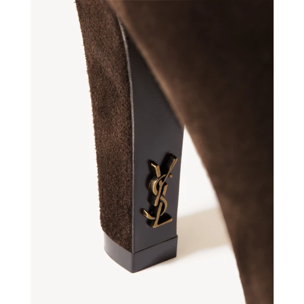 Brown Saint Laurent Jill Booties in Suede, view 5 | Boots