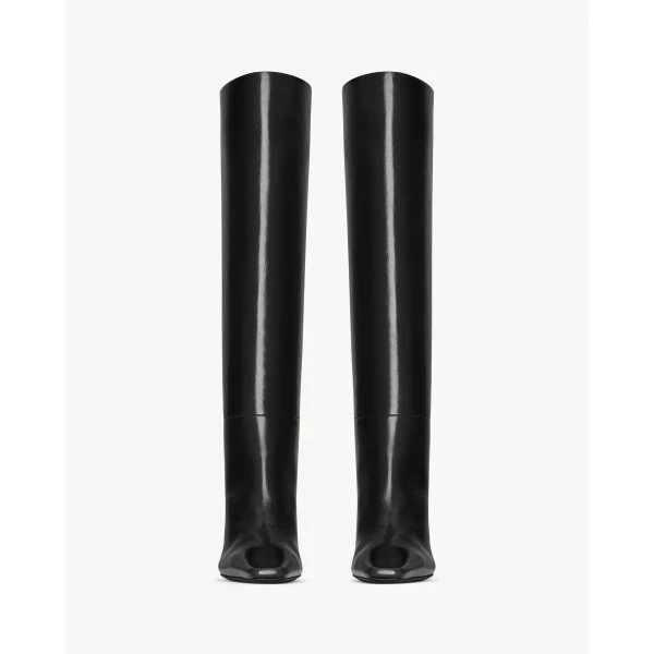 Black Saint Laurent Jill Boots in Smooth Leather, Black, view 2 | Boots