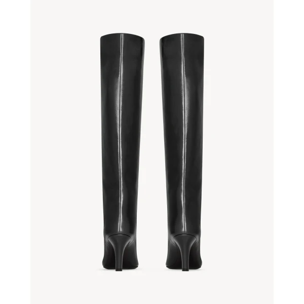 Black Saint Laurent Jill Boots in Smooth Leather, Black, view 4 | Boots