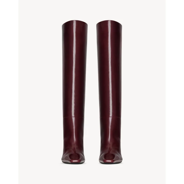 Red Saint Laurent Jill Boots in Smooth Leather, Vintage Bordeaux, view 2 | Boots