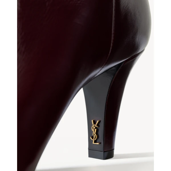 Red Saint Laurent Jill Boots in Smooth Leather, Vintage Bordeaux, view 5 | Boots