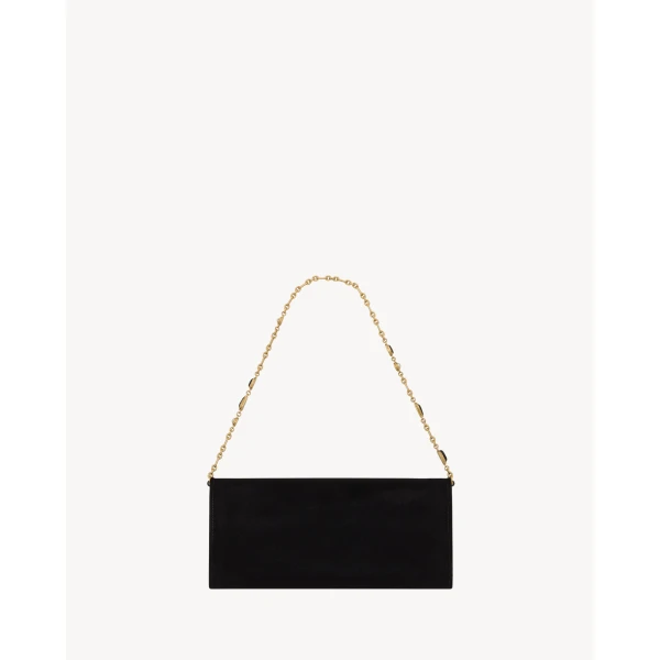 Black Saint Laurent Kate Clutch in Velvet, view 4 | Clutch Bags
