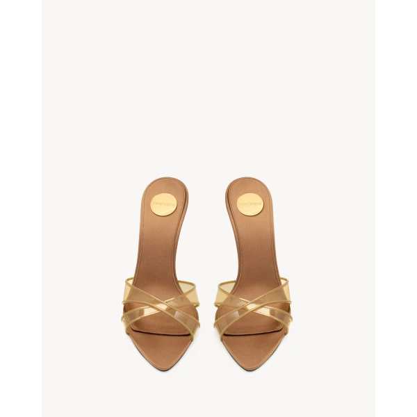 Multicolour Saint Laurent Kirat Sandals in Tpu and Satin Crepe, view 2 | Sandals