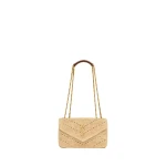 Beige Saint Laurent LOULOU small in raffia | Shoulder & Crossbody Bags