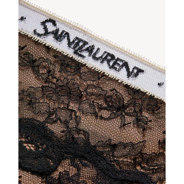 Black Saint Laurent Lace Slip Dress, view 3 | Dresses