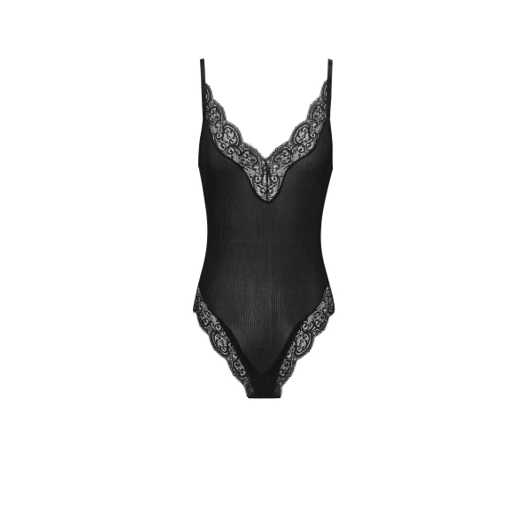 Laced Bodysuit in Ribbed Silk Jersey
