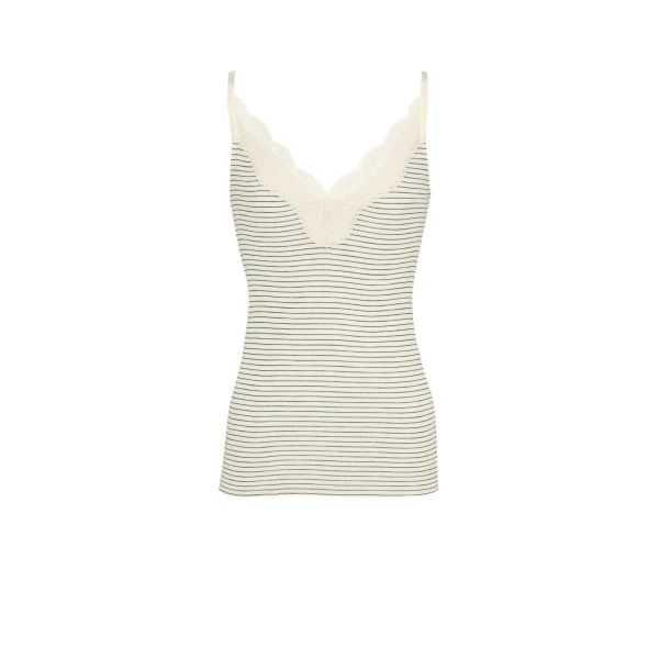 Multicolour Saint Laurent Laced Tank Top in Ribbed Wool and Silk | Sleeveless