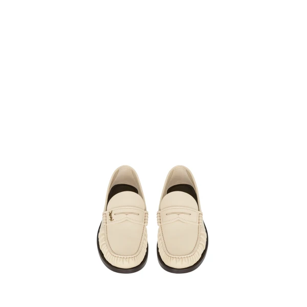 Ivory Saint Laurent Laurent Loafers in Smooth Leather, White | Loafers