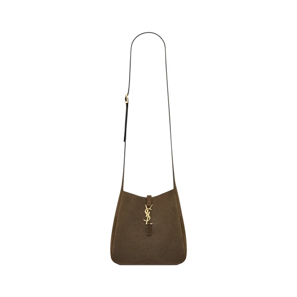 Brown Saint Laurent Le 5 À 7 Supple Crossbody in Suede, Light Musk | Shoulder & Crossbody Bags