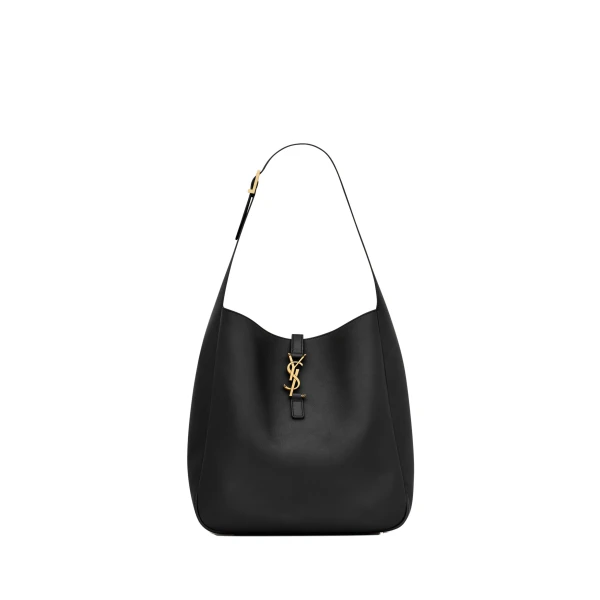 Black Saint Laurent Le 5 À 7 Supple Large in Grained Leather, Black | Shoulder & Crossbody Bags