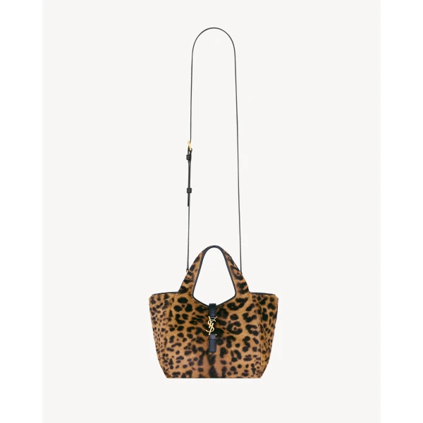 Multicolour Saint Laurent Le 5 À 7 Baby Bea in Pony Hair Leather, view 3 | Bucket Bags