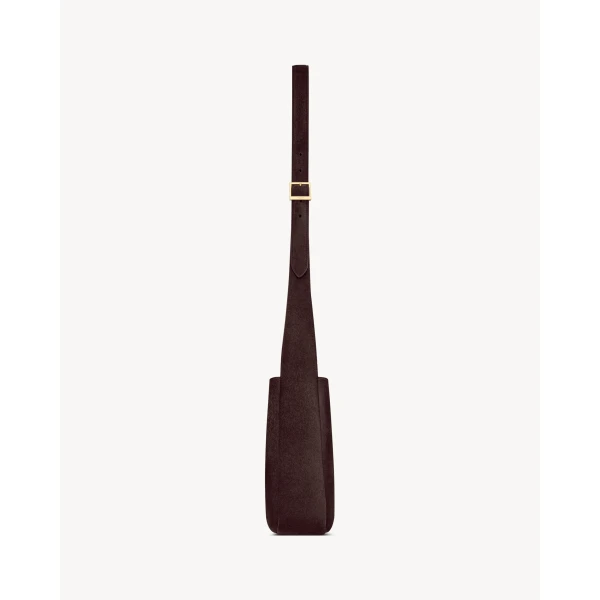 Brown Saint Laurent Le 5 À 7 Supple Crossbody in Suede, Arabica, view 4 | Shoulder & Crossbody Bags