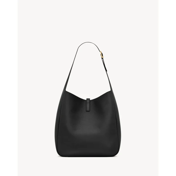 Black Saint Laurent Le 5 À 7 Supple Large in Grained Leather, Black, view 3 | Shoulder & Crossbody Bags