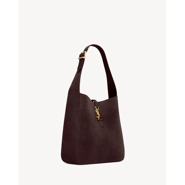 Brown Saint Laurent Le 5 À 7 Supple Large in Suede, Arabica, view 5 | Shoulder & Crossbody Bags