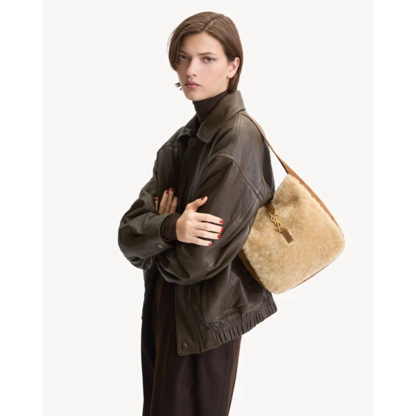 Multicolour Saint Laurent Le 5 À 7 Supple Small in Shearling and Suede, view 2 | Shoulder & Crossbody Bags