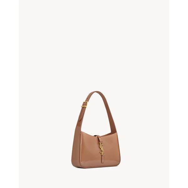 Pink Saint Laurent Le 5 À 7 in Patent Leather, Faded Brick, view 5 | Shoulder & Crossbody Bags