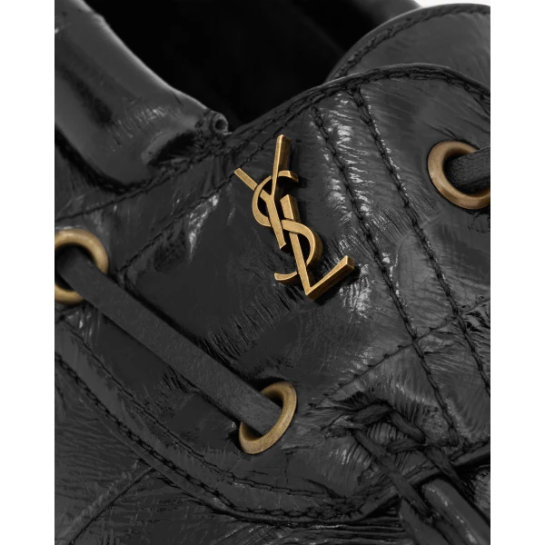 Black Saint Laurent Le Loafer Boat Shoes in Hagfish, view 4 | Loafers