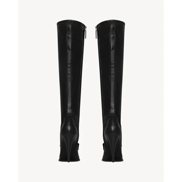 Black Saint Laurent Le Loafer Boots in Smooth Leather, view 3 | Boots