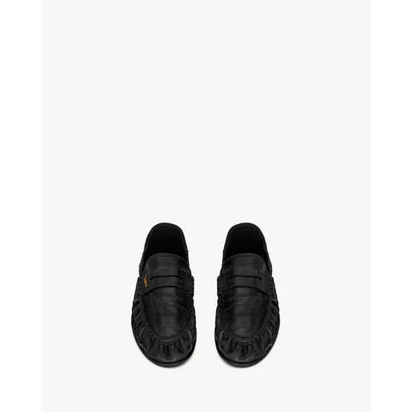 Black Saint Laurent Le Loafer Foldable in Hagfish, Black, view 5 | Loafers