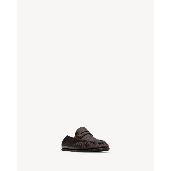 Brown Saint Laurent Le Loafer Foldable in Hagfish, Burnt Brown, view 4 | Loafers