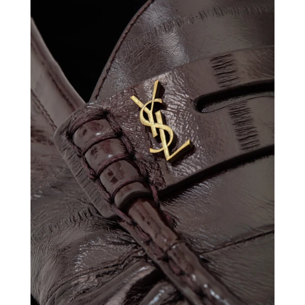 Brown Saint Laurent Le Loafer Foldable in Hagfish, Burnt Brown, view 5 | Loafers