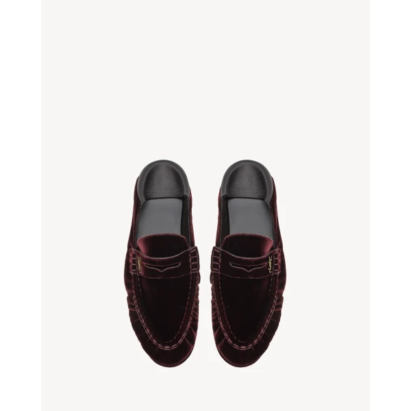 Red Saint Laurent Le Loafer Foldable in Velvet, view 3 | Loafers